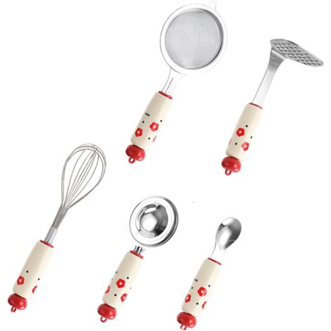 Juego de utensilios de cocina Dopamine, suplementos nutricionales, colador, cuchara para barro para bebés, separador de yemas de huevo, tamiz de malla, juego de 5 piezas
