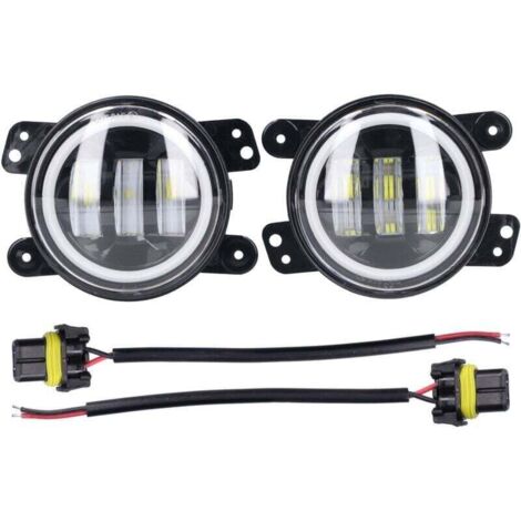 Luz antiniebla delantera LED Angel Eyes de 30 W y 3000 lm, 1030 V, universal para coche, camión, furgoneta y remolque.