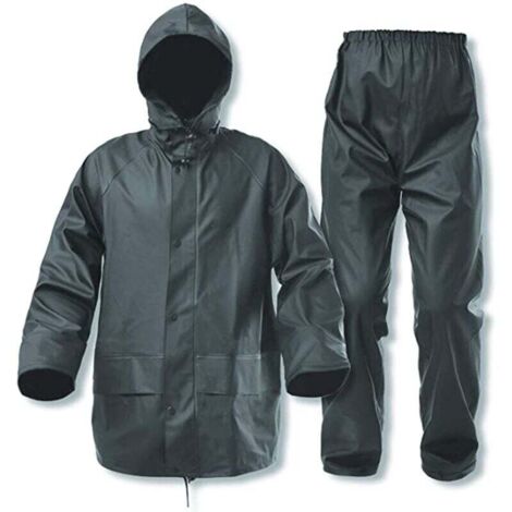 Trajes de lluvia para hombre y mujer: chaqueta y pantalones impermeables duraderos con capucha oculta (XXL) (1/5)
