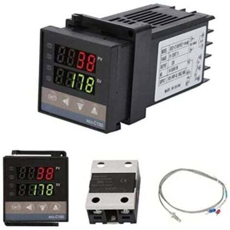 Controlador de temperatura PID REX-C100, kit de termostato digital CA 110-240 V, 0 ℃-1300 ℃, controlador de temperatura LED digital con alarma