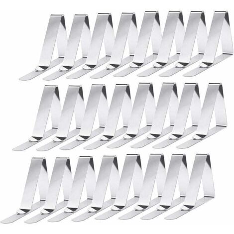 Juego de 24 pinzas para mantel de acero inoxidable - Resorte de mesa para una sujeción eficaz (1/5)