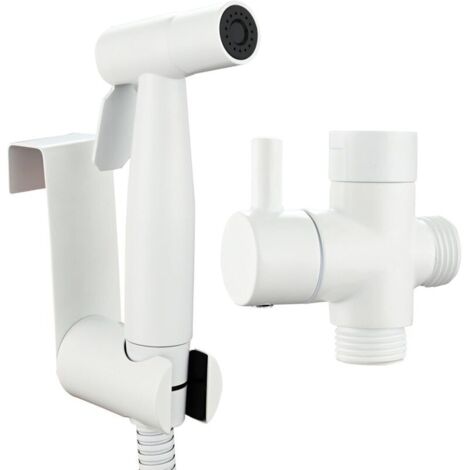 Kit de rociador de bidé de acero inoxidable ZVD con manguera de 1,5 m, color blanco