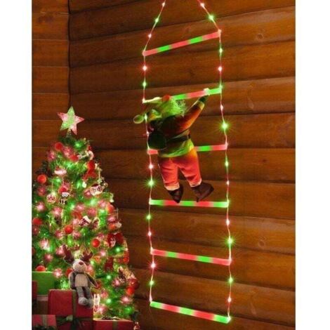 Luces navideñas LED - Escalera navideña decorativa de 1 m con Papá Noel, luces navideñas decorativas para uso en interiores y exteriores, ventanas, jardines, hogares, paredes y decoración de árboles d (1/4)