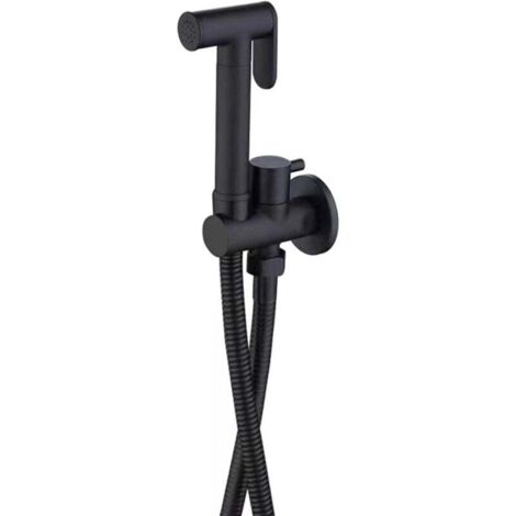 Kit de pulverizador de bidé para inodoro negro, de latón, para montaje en pared, portátil, de alta presión, para higiene personal.