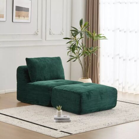 Sofá moderno con espuma viscoelástica comprimida, tapizado en pana apto para mascotas, sofá esquinero para salón, sofá cama, verde.