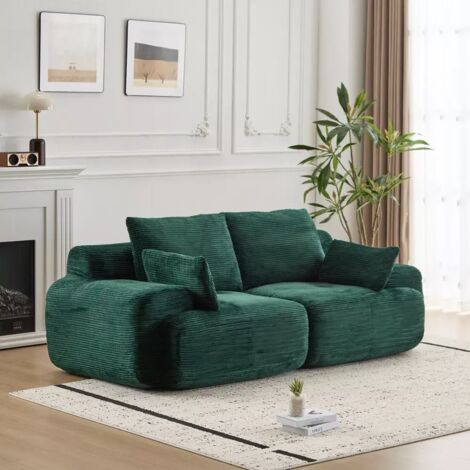 Sofá moderno con espuma viscoelástica comprimida, tapizado en pana apto para mascotas, sofá esquinero para salón, sofá cama, verde.