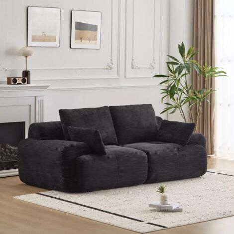 Sofá moderno con espuma viscoelástica comprimida, tapizado en pana apto para mascotas, sofá esquinero para salón, sofá plegable, negro.