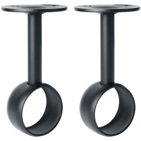Soporte para barra de cortina, soporte para barra de armario con tornillos, montaje en techo para cortinas y armario, acero inoxidable negro mate, diámetro 32 mm, 2 piezas