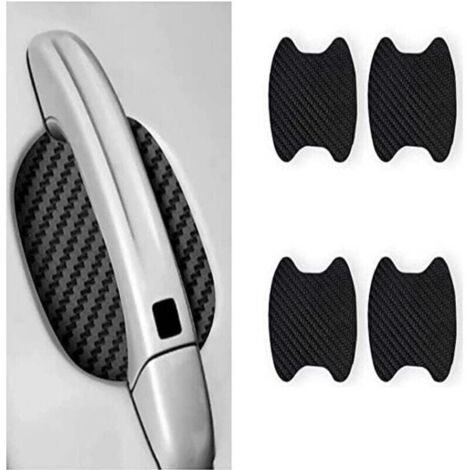 Película protectora universal de fibra de carbono para manijas de puertas de coche (2 unidades, negra): antiarañazos, apta para la mayoría de las manijas de puertas de coche.