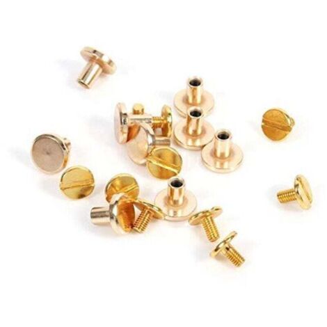 10 juegos de remaches de latón macizo de 5/6,5/8 mm para cinturones de cuero artesanales, tornillos de cabeza plana, remaches de latón macizo con cabeza de pasador para encuadernación decorativa de cu