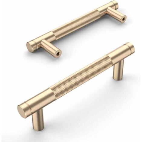 10 tiradores dorados para armarios de cocina de 96 mm con tornillos, para oficinas, cajones, armarios y alacenas (UK0040) (1/5)