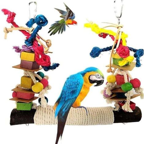 Juguete para loros, juguetes para pájaros, juguete para morder, escaleras de puente, columpio para pájaros posados, juguete para trepar, decoración de animales para jaulas de loros y pájaros. (1/5)