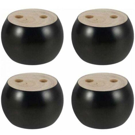 Juego de 4 patas redondas de madera de 5 cm de alto para sofá, cama, silla y armario. Incluye tornillos y cinta adhesiva (negro).