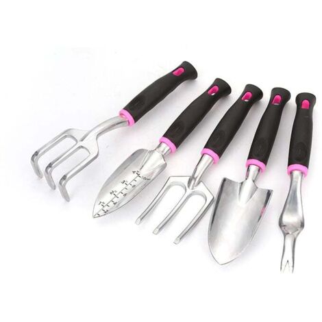 Juego de herramientas de jardinería de 5 piezas fabricado en aleación de aluminio: regadera, herramienta para macetas, herramienta para plantar flores y extractor de malas hierbas.