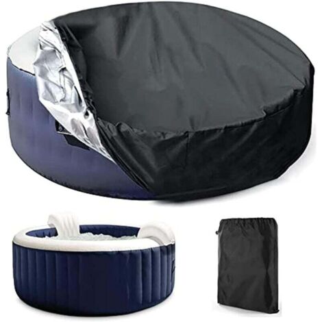 Parasol redondo, impermeable, antipolvo y resistente a los rayos UV para piscina o jacuzzi, 210 x 30 cm, color negro