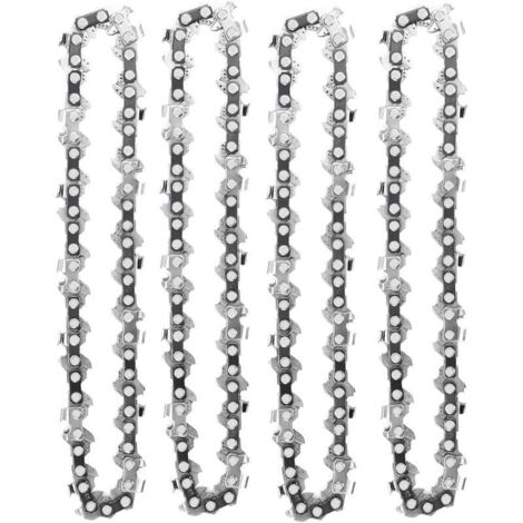 Cadenas de motosierra de 4 pulgadas (10 cm) y 1/4 de pulgada (6 mm), compatibles con mini motosierras eléctricas a batería. 28 eslabones de transmisión. 10 cm. (1/5)