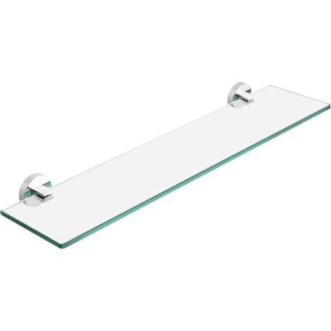 Estante de cristal con soporte de acero inoxidable, estante de baño de 60 cm, estante flotante de vidrio templado, montaje en pared, acabado pulido/espejo (1/5)