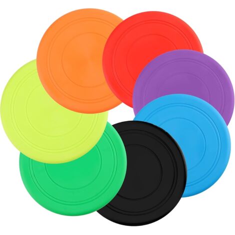Juego de 7 frisbee para perros, 18 cm, de goma, para entrenamiento en tierra y agua, lanzamiento, captura y juego.
