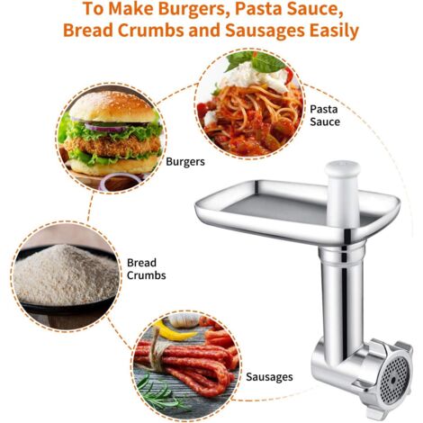 AMZCHEF Accesorios Picadora Carne Para Batidora – Tubos Salchicha, Placas Moler, Cuchillas Y Prensa Hamburguesas