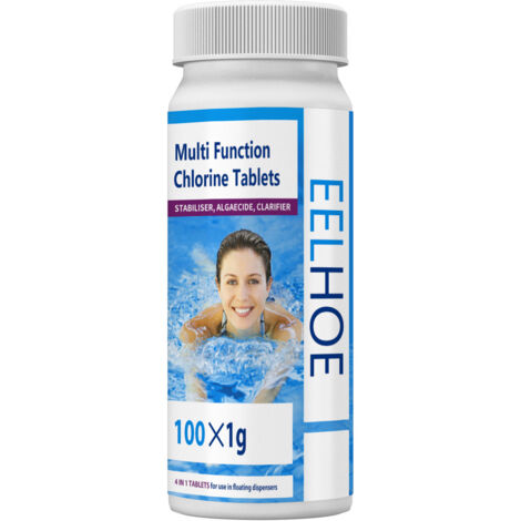 Pastillas de cloro efervescente para piscinas, indicadas para la limpieza de la calidad del agua y como alguicida en piscinas y piscinas infantiles (100 pastillas)