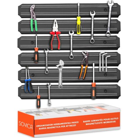 Juego de herramientas de varilla magnética, 6 piezas, 33 cm x 4,8 cm, portaherramientas magnéticos, portaherramientas magnéticos, portaherramientas de pared, portaherramientas para panel, herramientas (1/5)