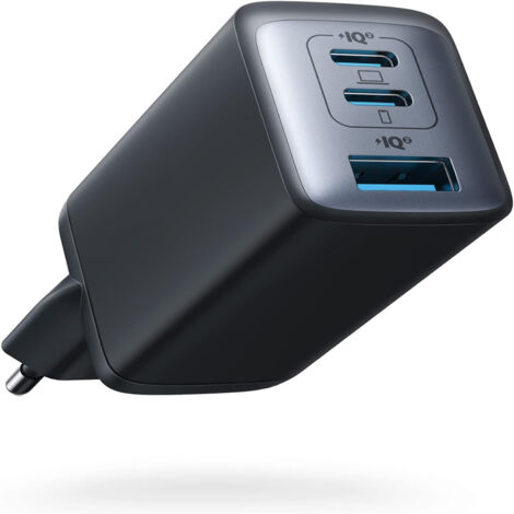 Cargador USB C 735 (Nano II 65W), 3 puertos, PPS, para MacBook Pro/Air, iPad Pro, iPhone 16/16 Plus/16 Pro Max/15/14/13/12/11, Galaxy S23/S22, Note20, Pixel, Apple Watch, etc.