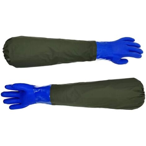 Guantes industriales de alta resistencia, guantes largos impermeables, guantes de goma de PVC, guantes reutilizables resistentes a productos químicos para la industria de maquinaria, resistentes al ac