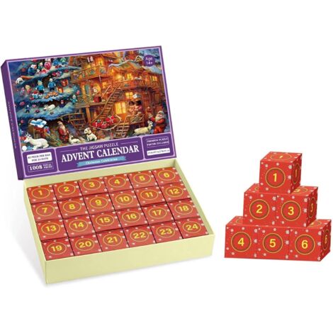 Calendario De Adviento Navidad 2024 Con Puzzle De 1008 Piezas, Cuenta Atrás De 24 Días, 70x50 Cm, Para Adultos Y Niños