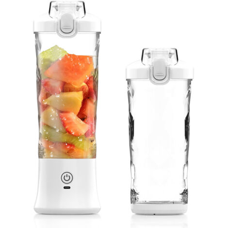 Exprimidor portátil personal de cítricos de 600 ml, licuadora recargable USB C sin BPA con tapa de viaje (1/5)