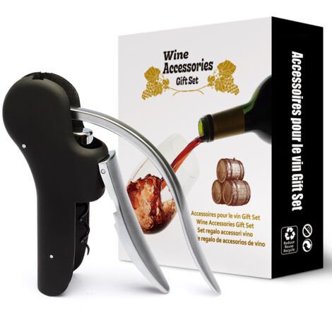 Abridor de botellas manual, abridor de botellas vertical compacto, abridor de botellas de acero inoxidable resistente, herramienta de barra con caja de regalo (1/5)