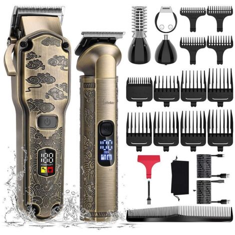 Recortadora de barba profesional para hombres, con cuchilla en T, para recortar zonas calvas, afeitadora eléctrica de precisión, recortadora corporal y de nariz, 8 en 1 (1/5)