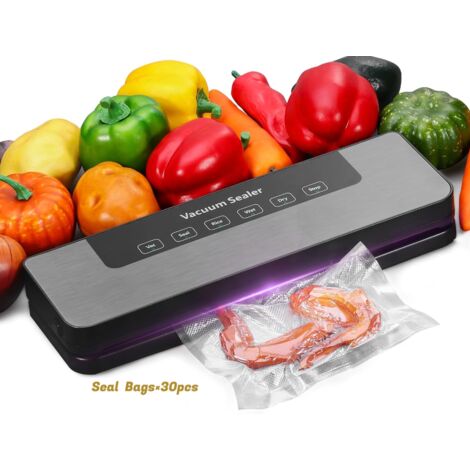 Envasadora al vacío para congelar alimentos – Máquina automática de sellado térmico con 30 bolsas de vacío (20 x 30 cm), 5 modos para almacenar alimentos