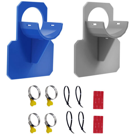 Soportes para mangueras de piscina - Accesorios para mangueras de piscina con protección antipinchazos, antidesgarros y antitirones (30-37 mm) / Uno azul y otro gris (1/4)