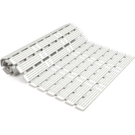Alfombra de baño antideslizante, larga y plegable para ducha, antideslizante/6048 cm, alfombrilla de suelo con ventosa blanca y gris