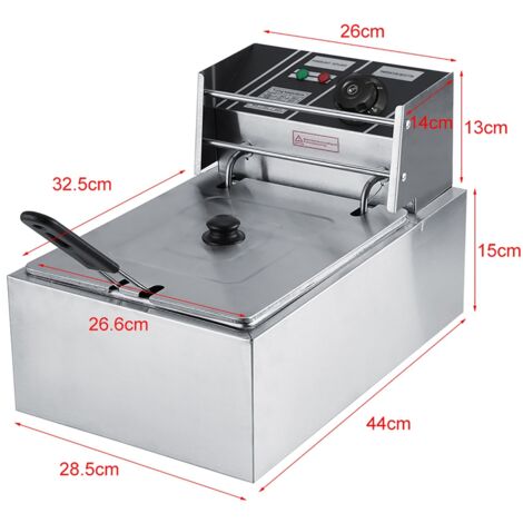 Freidora De Aceite 6L, Acero Inoxidable 2500W Con Control De Temperatura 60-200°C, Cesta Y Tapa Incluidos