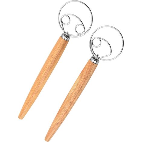 Batidor de masa danés de 33 cm para ganchos de masa con aro de acero inoxidable - Herramientas para hornear - Juego de 2 accesorios para masa de pan, pasteles, repostería (solapa + doble giro) (1/5)