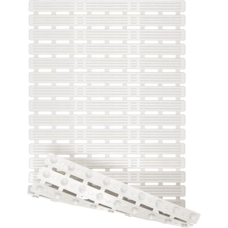 Alfombra de baño antideslizante, larga y plegable para ducha, antideslizante/6048 cm, alfombra de suelo con ventosa blanca pura