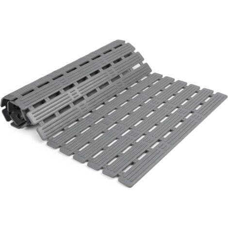 Alfombra de baño antideslizante, larga y plegable para ducha, antideslizante/6048 cm, alfombra de suelo con ventosa gris