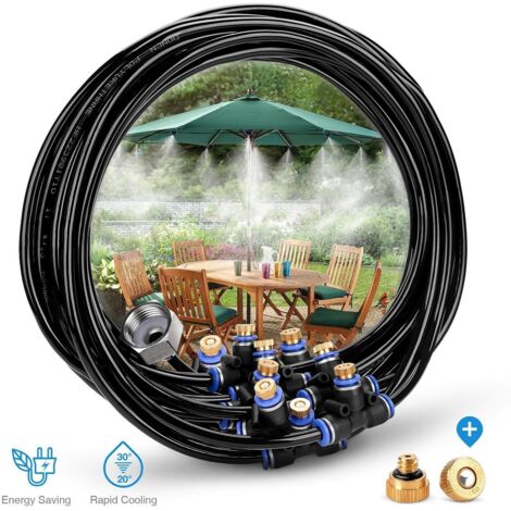 Sistema de nebulización de 15 m, sistema de niebla fría para exteriores, ideal para eventos al aire libre, jardines, patios, sombrillas y azoteas.