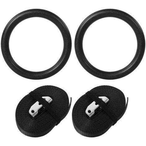 Anillas de gimnasia ABS para fitness - Entrenamiento físico - Herramienta de entrenamiento con correas, color negro (1/5)