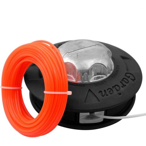 Cabezal de carrete de repuesto M10 x 1,25 para desbrozadoras de césped con cable universal de 2,4 mm de 15 m para desbrozadoras