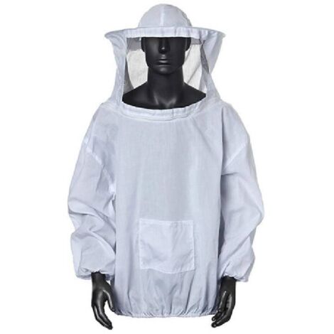 Ropa de protección para apicultores, traje de apicultura profesional con capucha, gorro protector con cremallera (blanco)