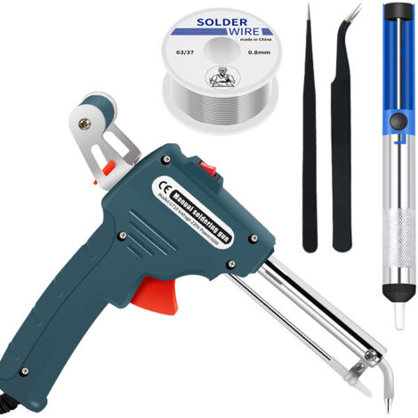 Kit de soldador eléctrico de 220 V y 60 W, máquina de soldar con pistola de estaño, kit de herramientas de reparación de calefacción automática (5 piezas - verde)