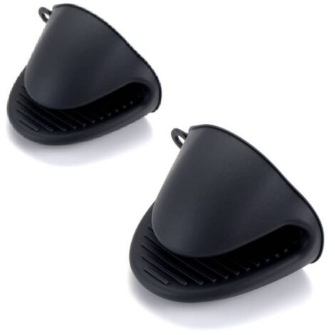 Mini guantes para freidora de aire - 2 pares de guantes de silicona - Manoplas de horno resistentes al calor para cocinar, asar a la parrilla y hacer barbacoas - Talla única con protectores de rejilla