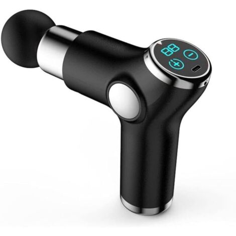 Mini pistola de masaje de fascia, recargable por USB, dispositivo de masaje electrónico inalámbrico, portátil, color negro (1/4)