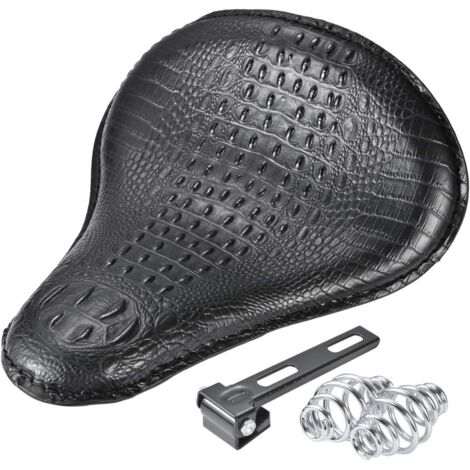 Funda de asiento de motocicleta estrecha de piel de cocodrilo negra para la mayoría de los modelos de asiento individual personalizados Harley Sportster Bobber Chopper (1/5)