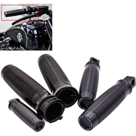 Puños de manillar de motocicleta, estriberas, palanca de cambios, corte de borde de 1", puño del acelerador, puños de manillar de aluminio mecanizados por CNC, estriberas para Harley Davidson Dyna Spo (1/5)