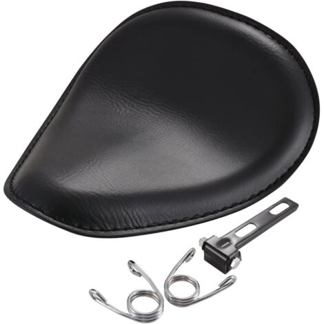 Asiento individual de cuero con resorte para motocicletas Harley-Davidson, Honda, Yamaha, Kawasaki y Suzuki Sportster, Bobber y Chopper, 8 cm, negro (1/5)