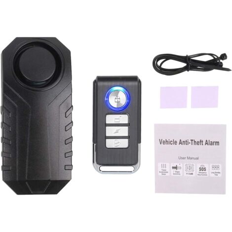 Alarma de bicicleta mejorada con control remoto, alarma antirrobo impermeable de 113 dB con volumen y sensibilidad ajustables para bicicletas, motocicletas, scooters, automóviles y remolques. (1/5)