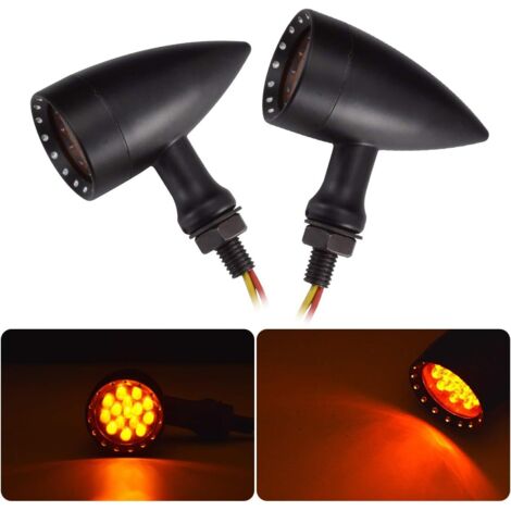 Luces antiniebla delanteras y traseras intermitentes para motocicletas – Forma esférica negra (1/5)